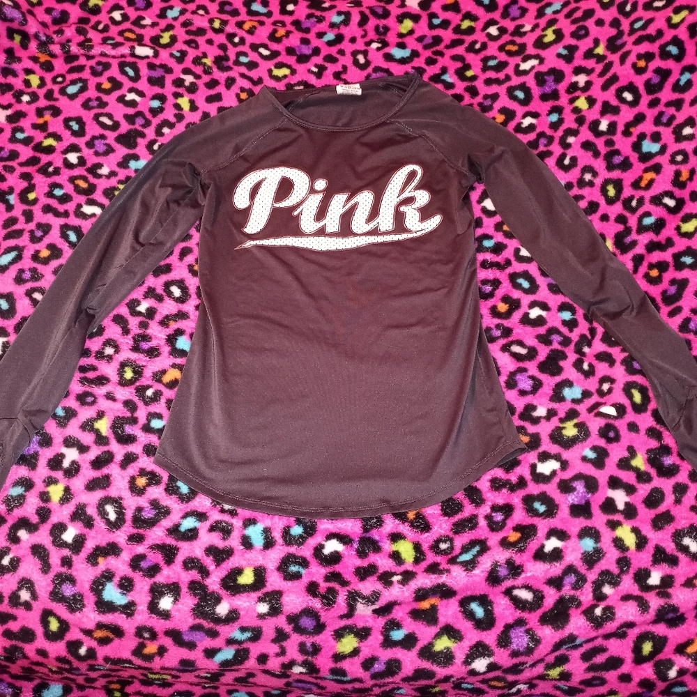 Victoria's Secret pink long sleeve thumb hole activewear size Xs, dark grey